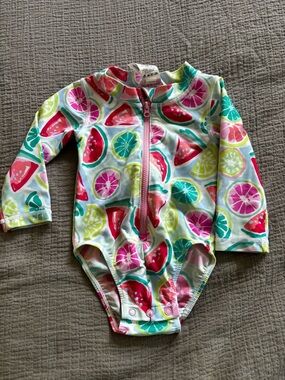 Tommy Bahama Baby Girl Tropical Rash Guard One Piece Swim Suit 6/9 Months